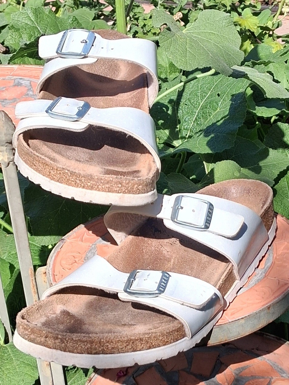 Women’s White Double Buckle Birkenstocks